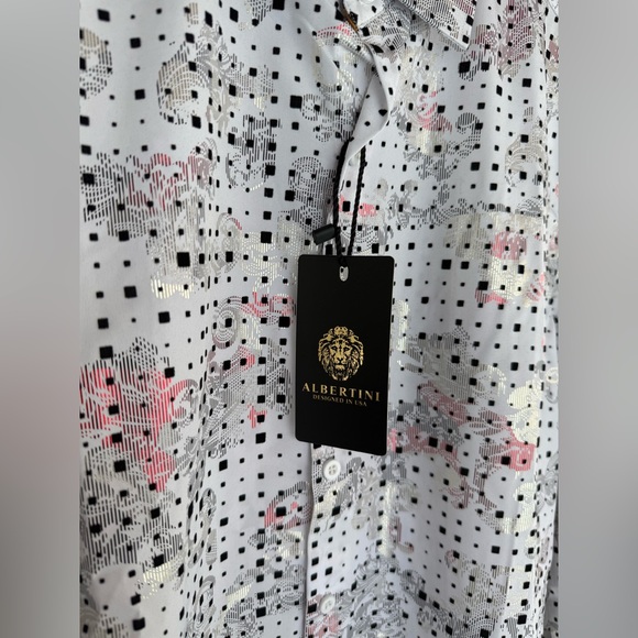 Albertini Luxury Metallic Print Dress Shirt NWT Men - Picture 7 of 10